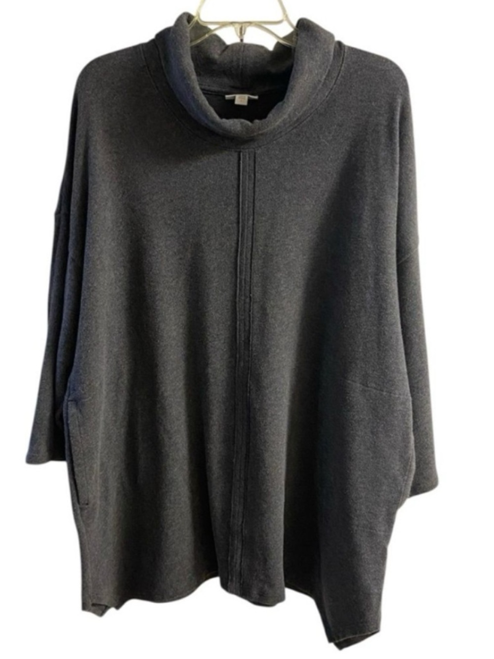 J Jill pure Jill Oversized Cowl Neck Sweater Charcoal tunic Large